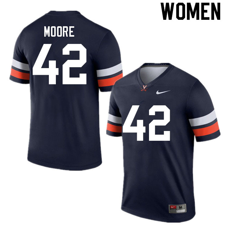 Women #42 DaJuan Moore Virginia Cavaliers College Football Jerseys Sale-Navy - Click Image to Close